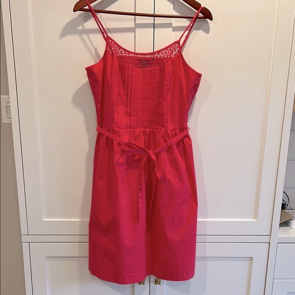 Tommy Hilfiger Pink Sleeveless Spaghetti Straps Mini Front Pleats Dress sz 8